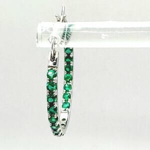 D'joy Hoop Earrings Green Hoops 925 Sterling Silver Designer Marked Minimalist